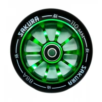 Колесо для трюкового самоката Haevner алюминиевое (110мм/ABEC 9) черно-зеленое